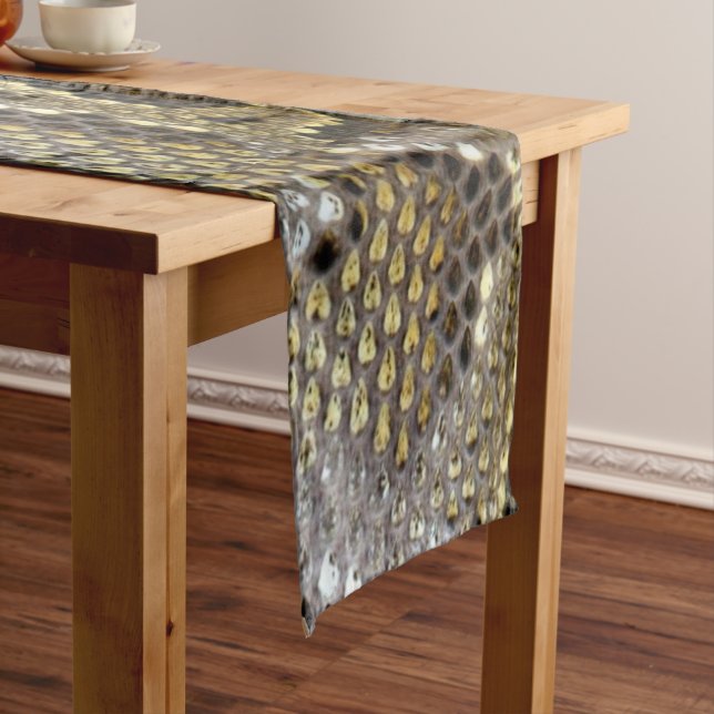 neutral brown beige animal print snake skin short table runner (In Situ)