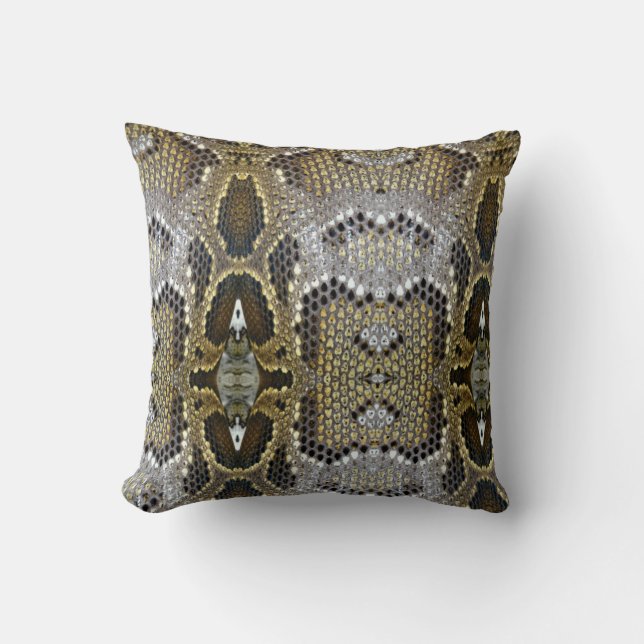 neutral brown beige animal print snake skin throw pillow (Front)