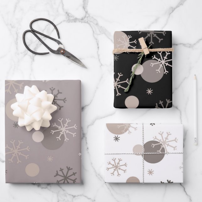 Neutral Brown Beige Boho Winter Christmas Wrapping Paper Sheets (Front)
