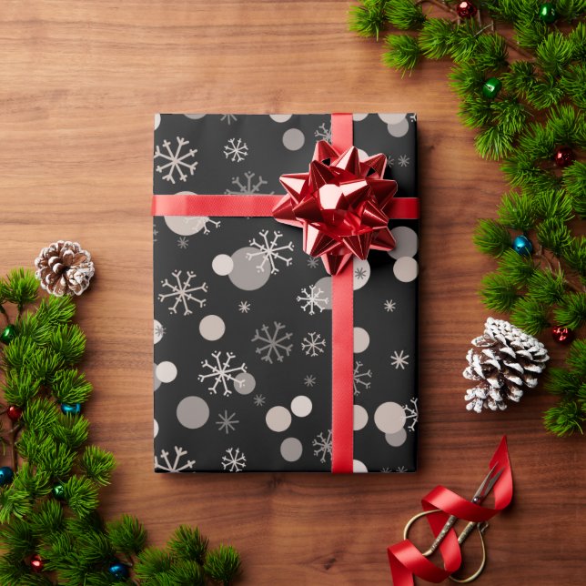 Neutral Brown Black Beige Boho Winter Christmas Wrapping Paper (Holiday Gift)