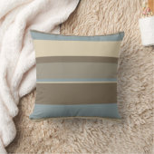 Neutral Brown/Blue Stripes Throw Pillow (Blanket)