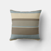 Neutral Brown/Blue Stripes Throw Pillow (Back)