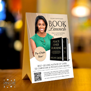 Neutral Brown Book Launch Release Advertisement Table Tent