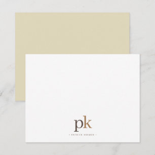 Neutral Brown Clean Typography Monogram Note Card