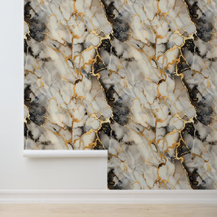 Neutral Brown Gold Metallic Look Wallpaper