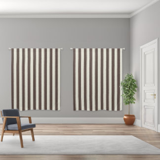 Neutral Brown Striped Blackout Curtains