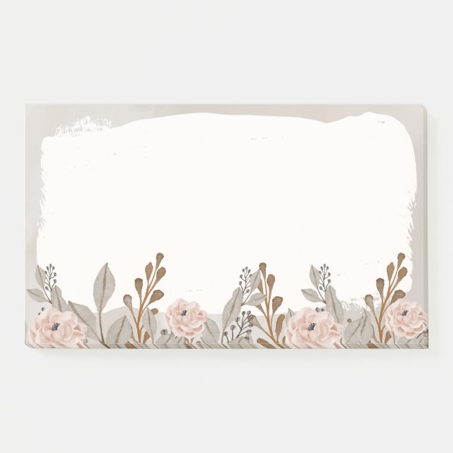 Neutral Brown Tan Floral  Post-it Notes (Front)