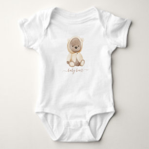 Neutral Brown Teddy Bear Baby Bear Bodysuit