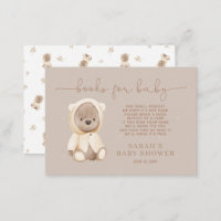 Neutral Brown Teddy Bear Baby Shower Book Request Enclosure Card