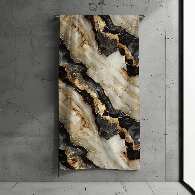 Neutral Browns Marble Gold Foil look  Bath Towel Set (Creator Uploaded)