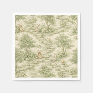 Neutral Bunny Bear Picnic Floral Garden (1) Napkins