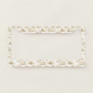 Neutral Bunny Bear Picnic Floral Garden (2) License Plate Frame