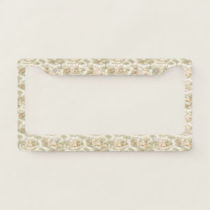 Neutral Bunny Bear Picnic Floral Garden (3) License Plate Frame