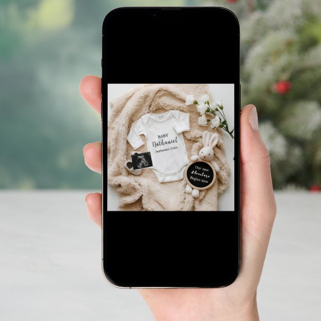 Neutral bunny pregnancy announcement  (Front Digital)