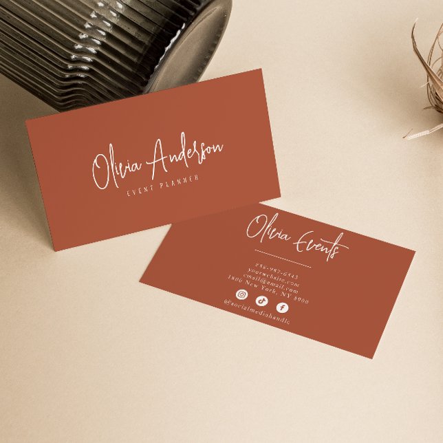 Neutral Burnt Orange Minimalist Boho Chic Modern Business Card (Creator Uploaded)