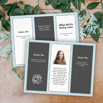 Neutral Business Brochure Logo  Qr Code Tri-fold Flyer by millhill at Zazzle