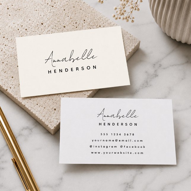 Neutral Business Cards | Minimalist Elegant Cream (Neutral minimalist business cards for boutiques, salons, creatives, and personal brands)