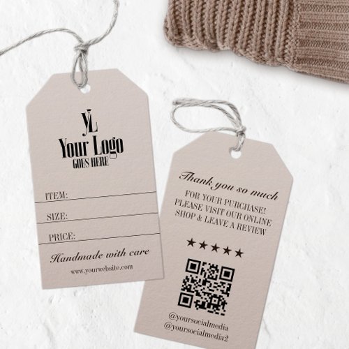 Neutral Business Logo Clothing Boutique Price Tag