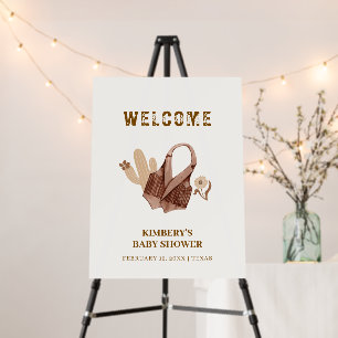 Neutral Cactus Cowgirl Baby Shower Welcome Sign