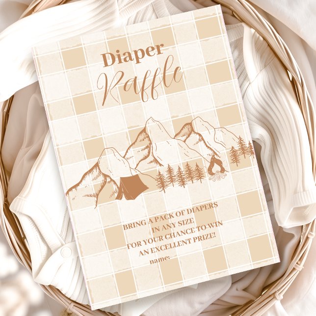 Neutral Camping Baby Shower Diapper Raffle Enclosure Card (Creator Uploaded)