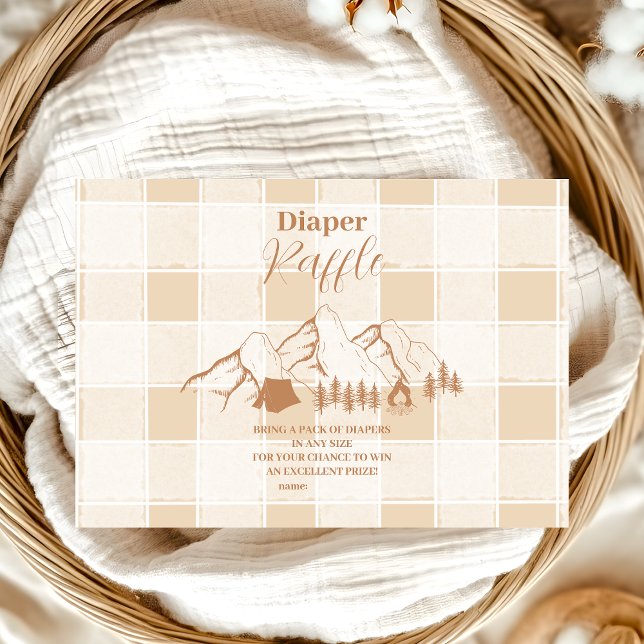 Neutral Camping Baby Shower Diapper Raffle Enclosure Card (Creator Uploaded)