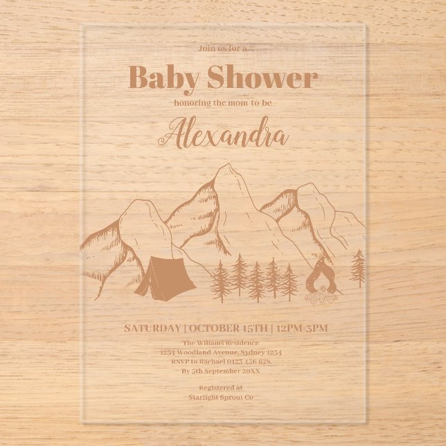 Neutral Camping Baby Shower Invitation (Front)