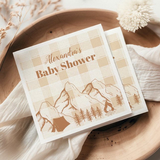 Neutral Camping Baby Shower Napkins (Creator Uploaded)