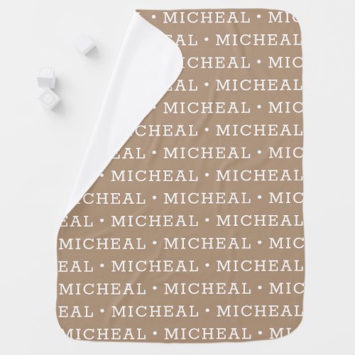 Neutral Cedar Simple Boy Personalized Name Baby Blanket