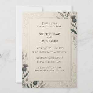 Neutral Celtic Thistle Wedding Invitation