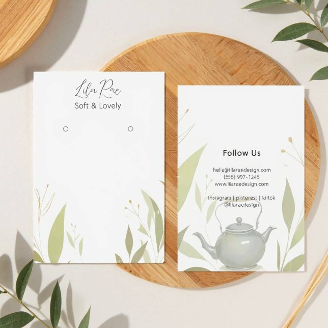 Neutral Chic Foliage Kettle Artwork Card (Kettle Foliage Design)
