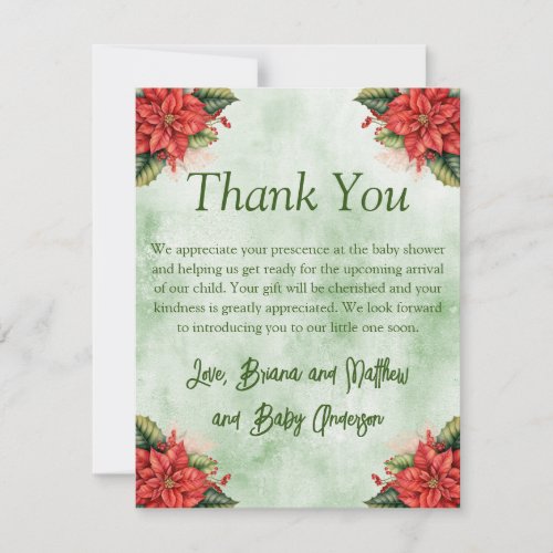Neutral Christmas Baby Shower Thank You Card