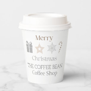 Neutral Christmas Coffee Shop Winter Café  Paper Cups