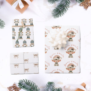Neutral Christmas Elf From Santa Wrapping Paper Sheets
