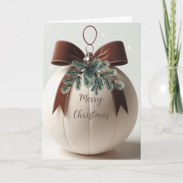 Neutral Christmas Ivory Velvet Decor  Holiday Card (Front)