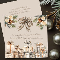 Neutral Christmas Pregnancy Poem Brown Bow