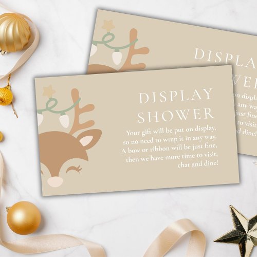 Neutral Christmas Reindeer Baby Shower Display Enclosure Card