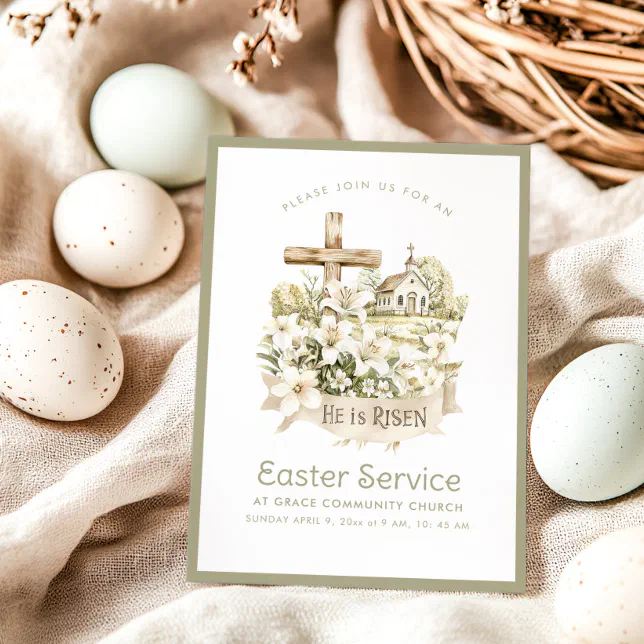 Neutral Church | Easter Service Invitation | Zazzle
