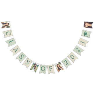 Neutral Class of 2021 Graduation Photo Template Bunting Flags