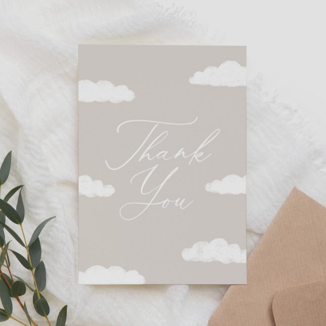 Neutral Cloud Nine Baby Shower Letterpress Thank You Card (Creator Uploaded)