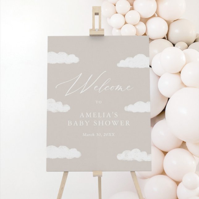 Neutral Cloud Nine Baby Shower Welcome Sign (Creator Uploaded)