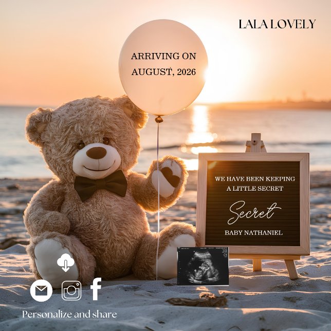 Neutral Coastal Expecting Baby Announcement Card (Creator Uploaded)