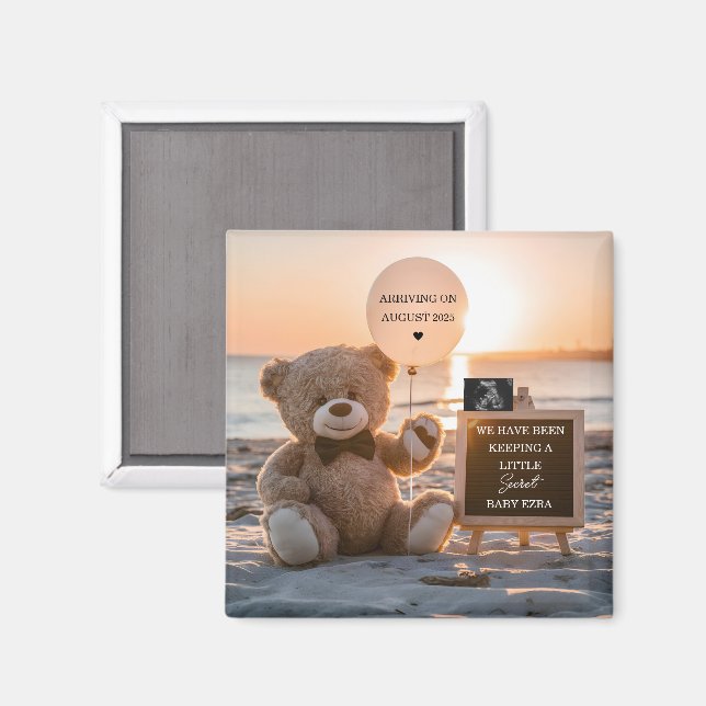 Neutral Coastal Pregnancy Announcement Magnet (Front/Back)