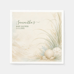 Neutral Coastal Seashell Baby Shower Napkins