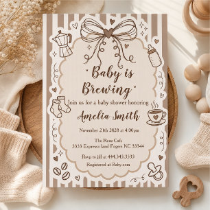 Neutral Coffee Baby Shower Invitation