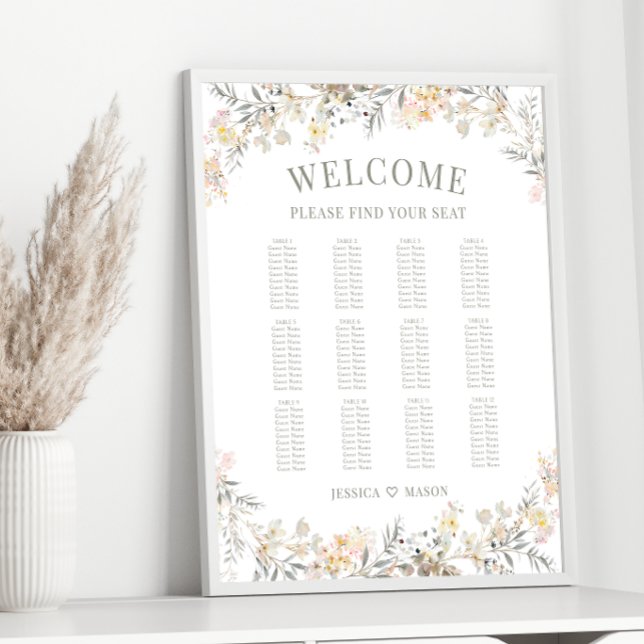 Neutral Color Floral Fall Wedding Seating Chart (Creator Uploaded)