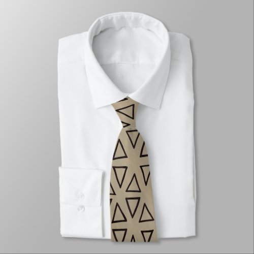 Neutral Color Geometric Triangle Pattern for Men Neck Tie