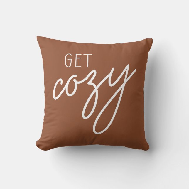 Neutral Color Get Cozy Bedroom Throw Pillow (Front)