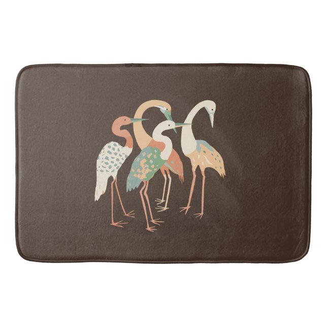 Neutral Color Pop Art Cranes   Bath Mat (Front)