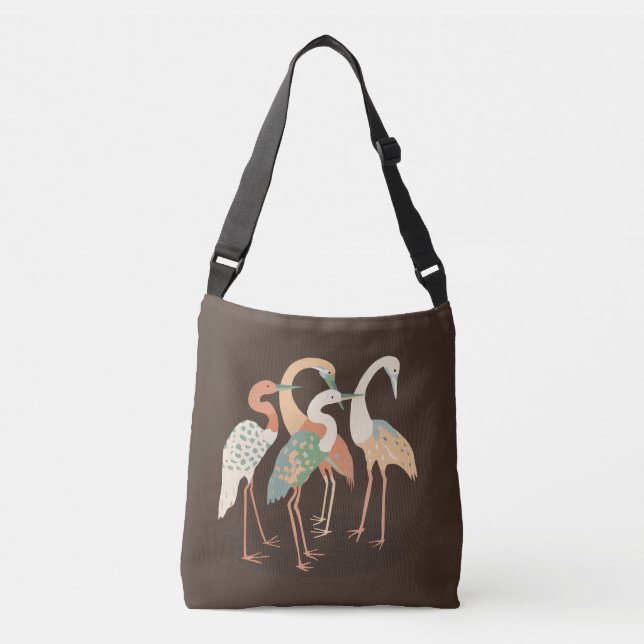 Neutral Color Pop Art Cranes   Crossbody Bag (Front)