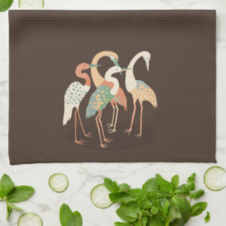 Neutral Color Pop Art Cranes   Kitchen Towel